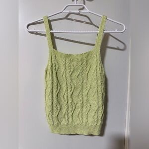 Mango Light Green Textured Tank Top